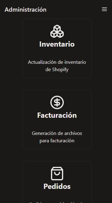 Screenshot of project Biosuministros