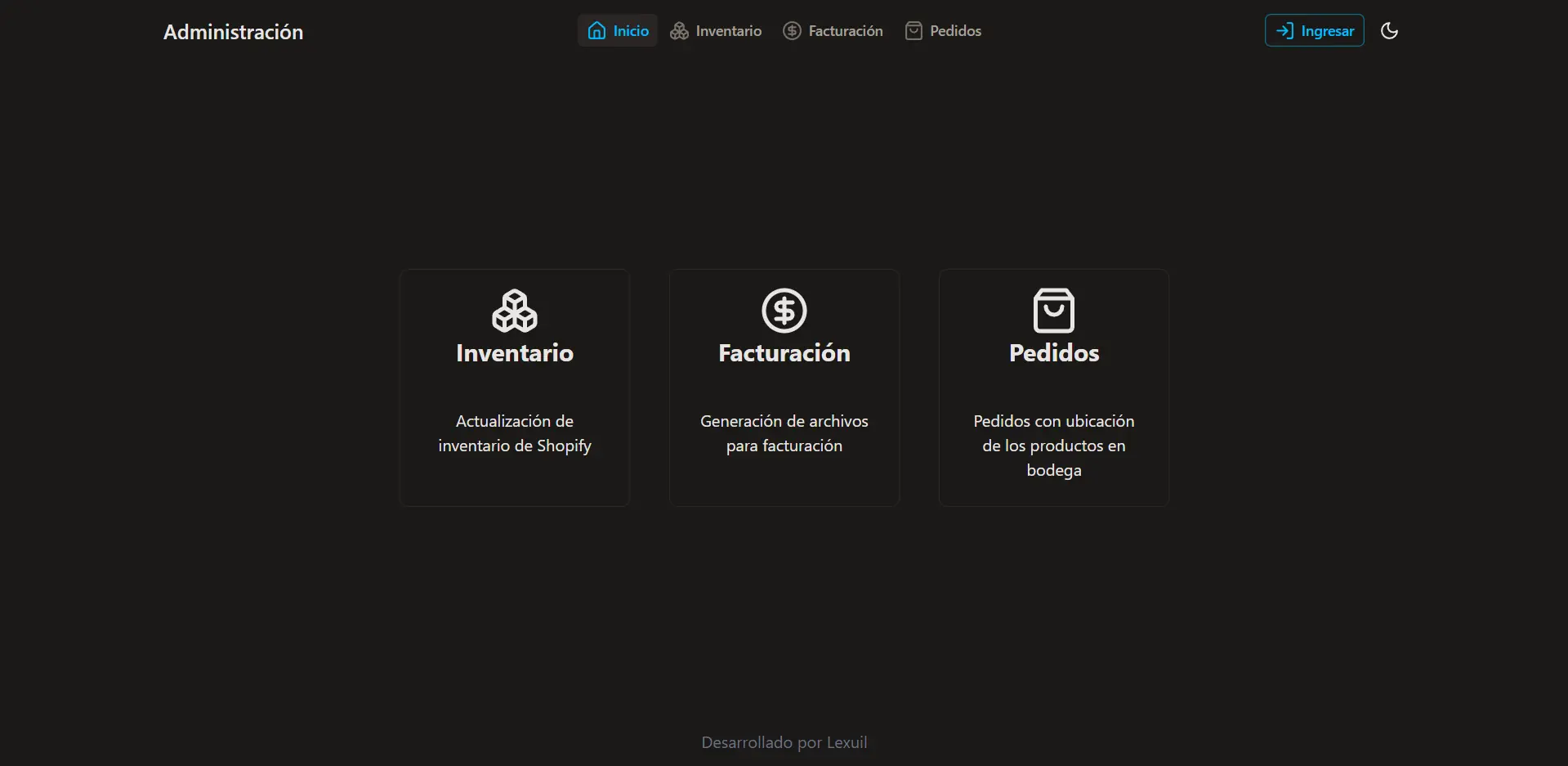 Screenshot of project Biosuministros